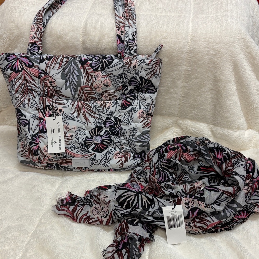 NWT Vera Bradley Ultralight VIP Bag & Scarf "Sun Washed Tropical"